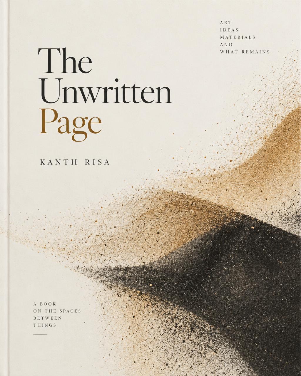 Book cover with abstract sand textures in ochre and charcoal